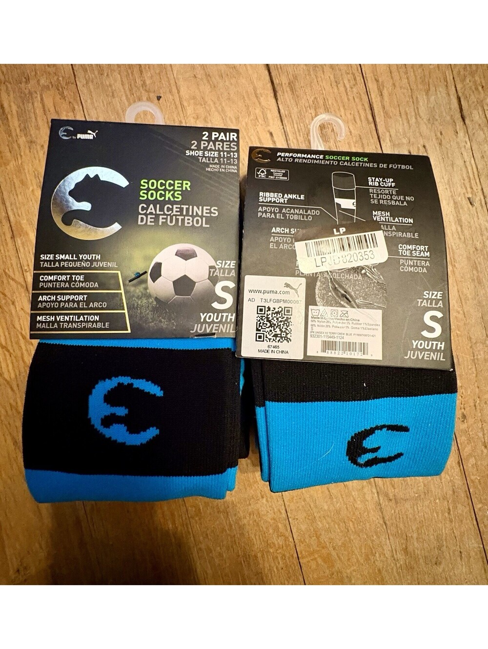 2 Packs NEW Puma Procat Soccer Socks Youth Sz S 2 Pr Pk Black/Electric Blue 4 Pr